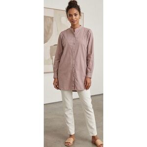 EUC MyMagazin Turkish Band Collar V-Panel Gathered Sleeve Button Tunic- Small